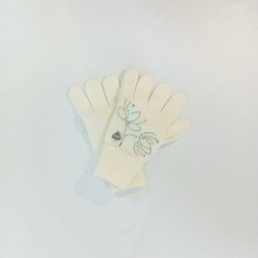 Pure wool gloves with rhinestone application