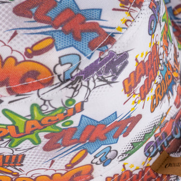 Comic book print gabardine bucket hat
