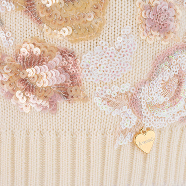 Cotton hat with sequin flowers