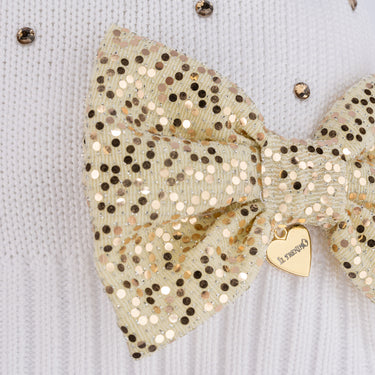 Cotton hat with large sequin bow