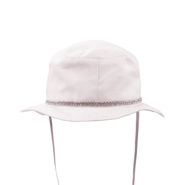 Cappello stile pescatore con lacci e cinturino strass