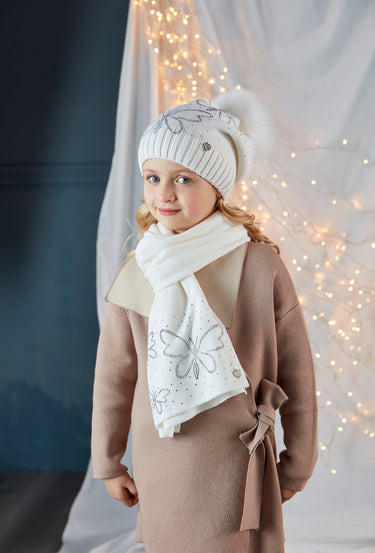 RHINESTONE BUTTERFLY HAT AND SCARF SET