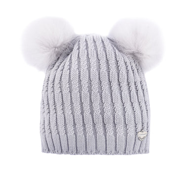 Pure wool hat with double pompom