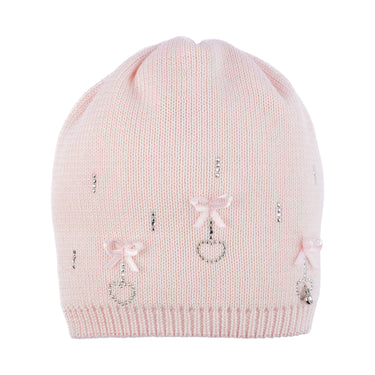 Double layer cotton hat with bows and hearts