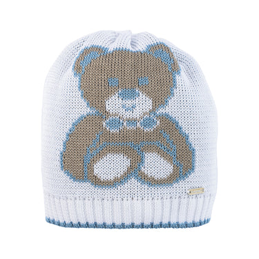 Double layer cotton hat with teddy bear