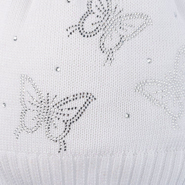 Cotton and lurex hat with rhinestone butterflies