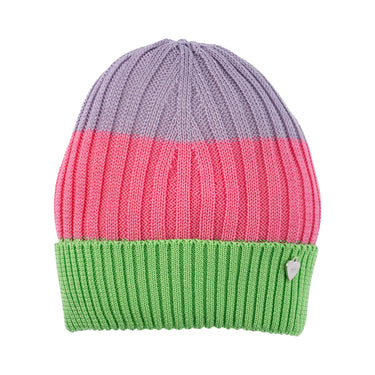 Cotton hat with multicolored cuff