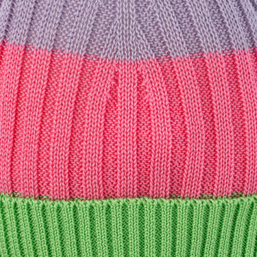 Cotton hat with multicolored cuff