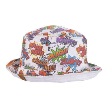 Comic book print gabardine bucket hat