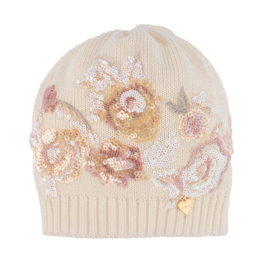 Cotton hat with sequin flowers