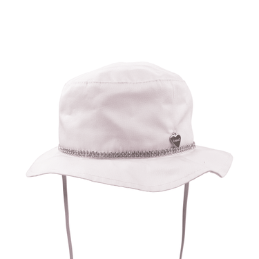 Cappello stile pescatore con lacci e cinturino strass