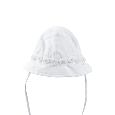 Cappello corolla con lacci e roselline