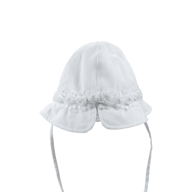Cappello corolla con lacci e roselline