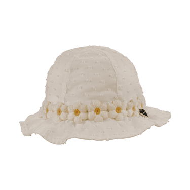 Cappello corolla in popeline plumeti con cinturino margherite