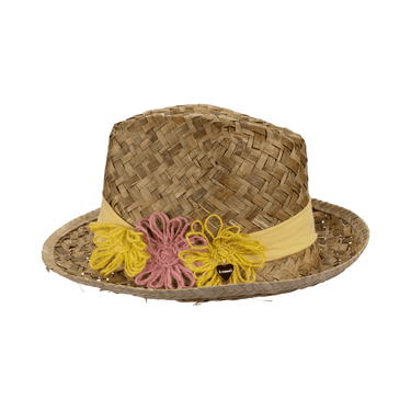 CAPPELLO IN PAGLIA STILE JONATHAN CON FIORI