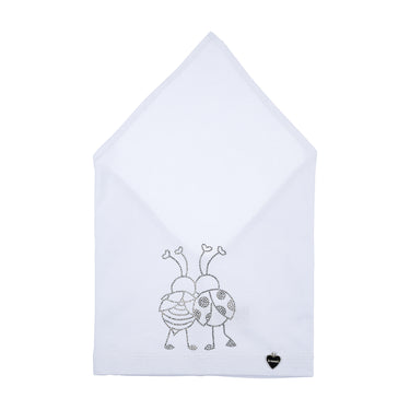 Bandana in cotone a triangolo con coccinella e ape strass
