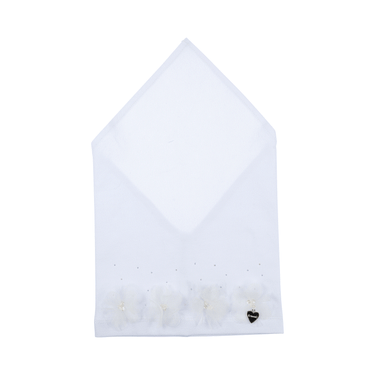 Triangle cotton bandana with satin flowers